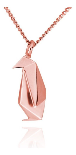 Dije Origami Pingüino De Plata Con Acabado En Oro Rosa Color Rosa claro