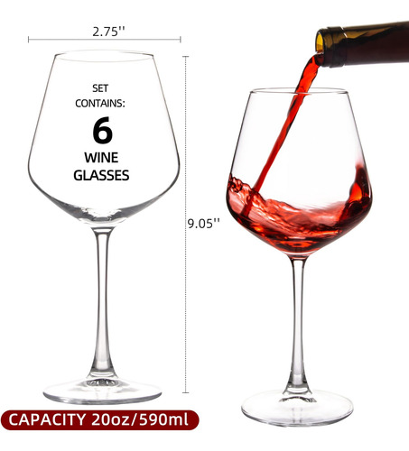 Conjunto De Copas De Vino Tinto Umeied (20 Oz, Juego De 6),