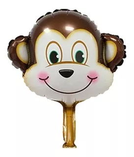 10 Balão Metalizado Safari Macaco Centro De Mesa 32x24cm