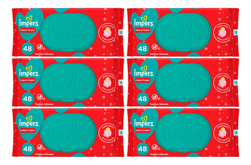 Pampers Kit X6 Toallitas Húmedas Siempre Limpios Bebes 48u