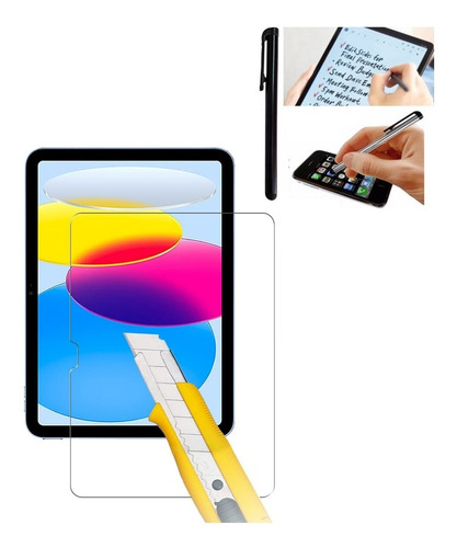 Mica D Vidrio + Lapiz Tactil Para iPad 10ma 2022 A2696 A2757