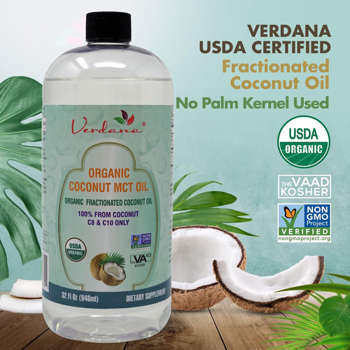 Aceite De Coco Mct Verdana 100% Puro Orgánico 946ml
