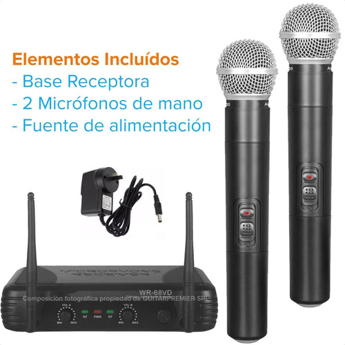 Imagen 4 de 10 de Par Microfonos Inalambricos Profesionales + Pie Pipeta Cable