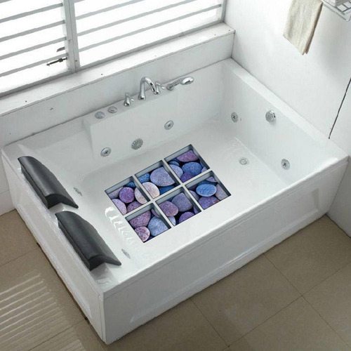 3 Non Slip Bathtub Stickers Bath Tub Tattoos Pebbles (blue)