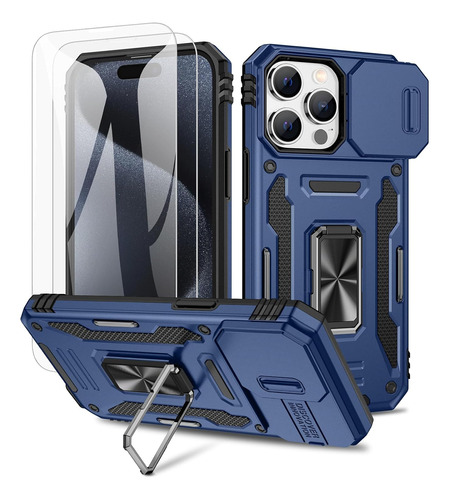 Funda Para iPhone 15 Pro Max Con Cubierta Deslizante Azul