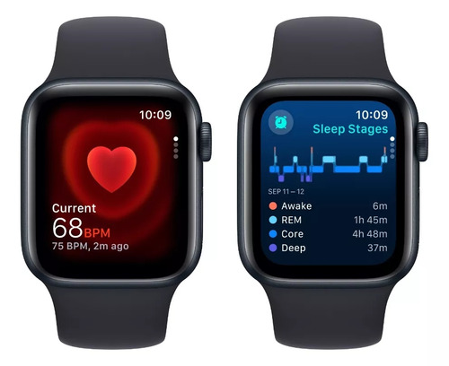 Apple Watch SE GPS (2da Gen) • Caja de aluminio color medianoche de 40 mm • Correa deportiva color medianoche - S/M