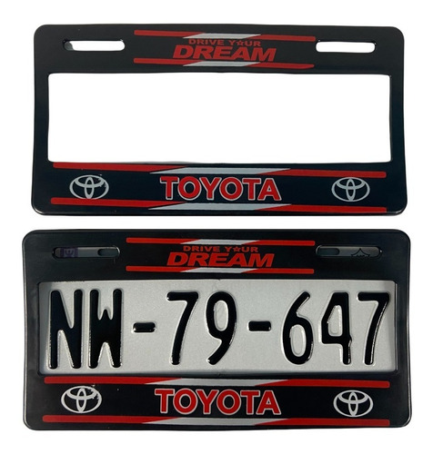 Par De Marcos Portaplacas Toyota Rojo Tipo Europeo Ancho