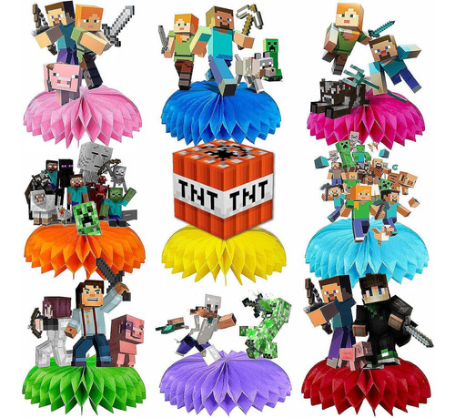 Decoraciones De Fiesta Estilo Píxel 9 Piezas Para Cumpleaños