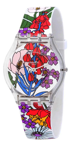 Reloj Swatch Ss08k110 Botanical Paradise Llamativas Flores