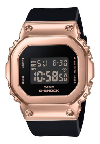 Reloj Casio Mujer Rosado G- Shock Original Digital Color de la correa Negro Color del bisel Oro rosa Color del fondo Negro