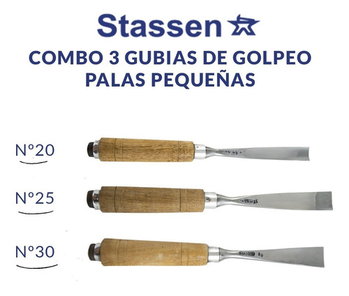 3 Gubia Golpeo Stassen Pequeñas Pala Serie 2450 Nº20 25 30