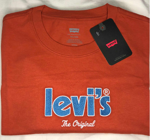 Remera Levis Naranja The Original/bordada/ Talle S Relaxed