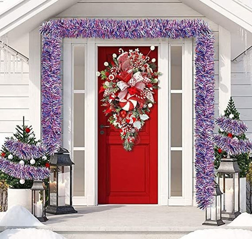 Corona De Navidad Con Bastón De Caramelo, Decoración Navideñ
