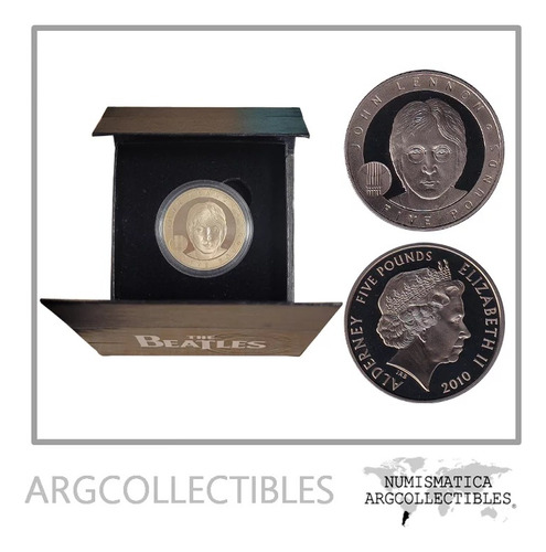 Alderney Moneda 5 Pounds 2010 John Lennon Niquel Proof