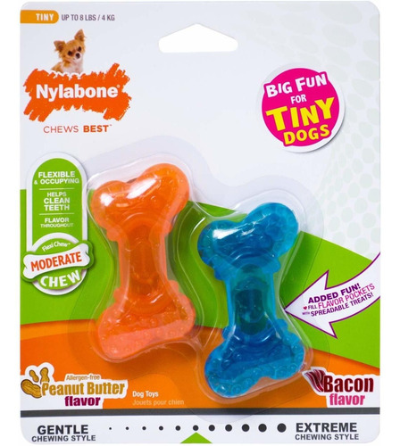 Nylabone Flexi Chew 2 Hueso Juguete De Goma Para Perros Mini