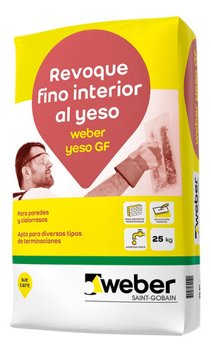 Werber Yeso Gf Revoque Fino Al Yeso 25 Kg Gris