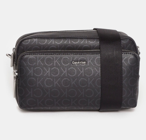 Bolso Crossbody Clavin Klein Negra Negro Letras Metálico Negro