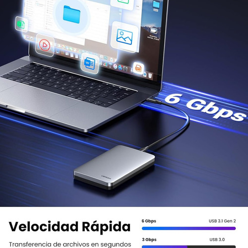 Case Carcasa Gabinete Ugreen Disco Duro Sata 2.5 Usb 3.1 6tb Color Plateado
