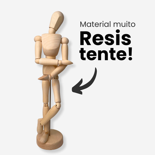 Boneco Articulado 30cm Manequim De Madeira Clara Decoração