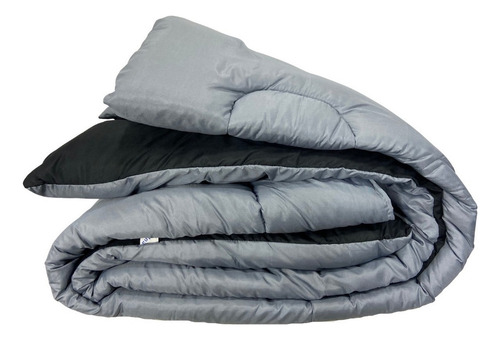 Pack X 2 Acolchados De 1 Plaza Reversibles Lisos Invierno Color Gris/negro Diseño De La Tela Liso Reversible