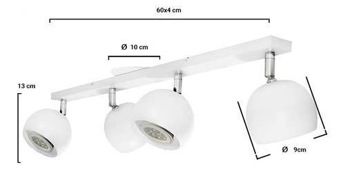 Lampara Aplique Techo Pared Gioluce Tini Gap 4 Luces Bocha Blanco Cromo