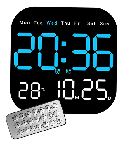 Reloj Despertador Digital, Luz Ajustable De 10 Niveles Azul