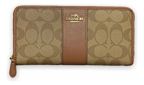 Cartera Para Dama Coach Monograma Brown, Original Grande Marrón Claro Liso
