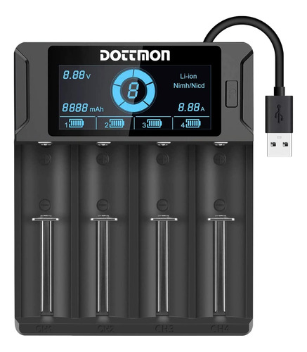 Dottmon Cargador De Bateria Universal Inteligente Lcd De 4 B