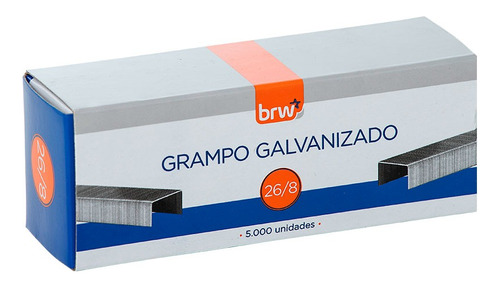 Grampo 26/8 Galvanizado Brw 10.000 Unidades