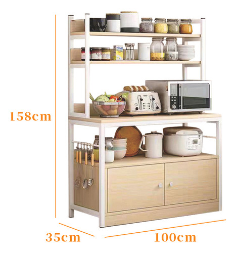 Aparador De Cocina Con Estantes Y Almacenamiento Multiuso