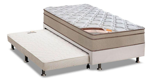 Cama Box C/aux Solteiro: Colchão Castor Bonnel Revolution+b