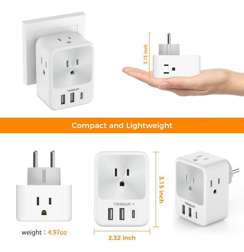 Adaptador De Corriente De Viaje Tessan Alemania Francia Ench