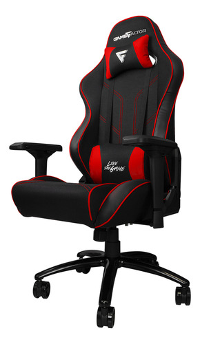 Silla Gamer Cgc600-v2 Negro/rojo Game Factor Hasta 150 Kg Estructura Metálica Fabricado En Tela.