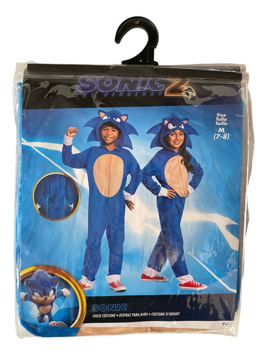Disfraz De Sonic The Hedgehog De Una Pieza Marca Disguise Talla Niño Mediano 7-8 Años Tipo Mameluco