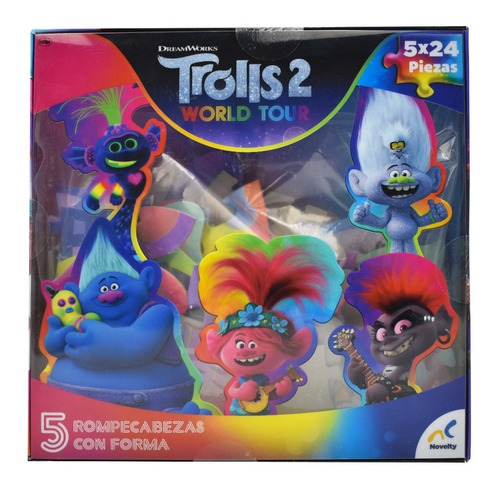 Trolls 5 Rompecabezas Con Forma 5x24pz Novelty Dreamworks