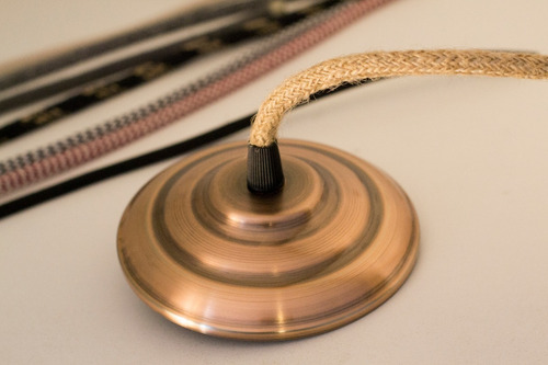 Imagen 6 de 9 de Portalampara Con Lampara Filamento Cable Textil Con Floron