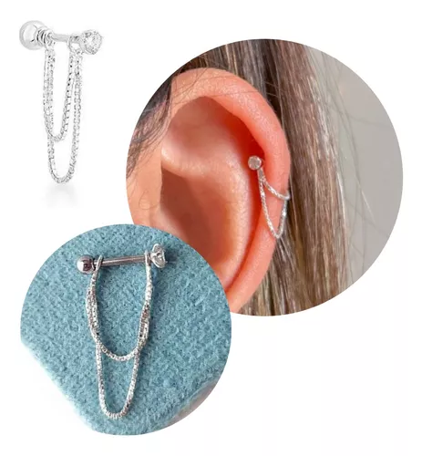 Piercing Hélix ou Conch Argolinha Dupla Cravejada - 100% em