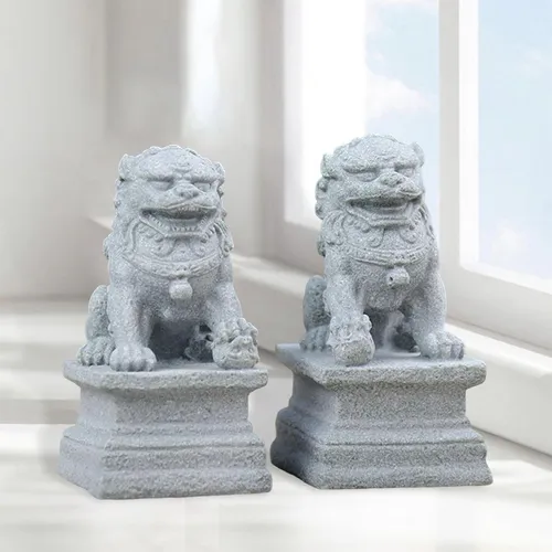 2 Estatuas De Leones Guardianes De Piedra Arenisca