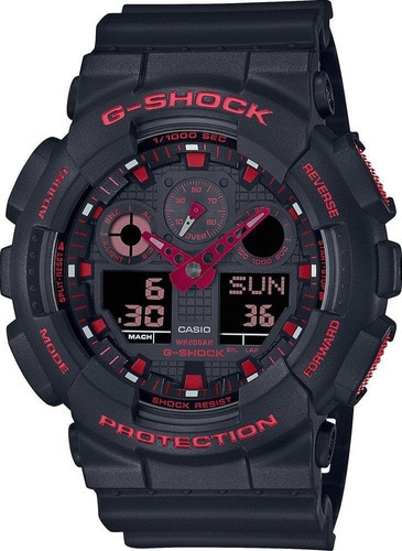 Relógio Casio G-shock Ignite Red Ga-100bnr-1adr Cor Da Correia Preto Cor Do Bisel Preto/vermelho Cor Do Fundo Preto/vermelho