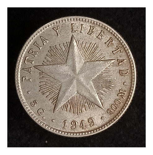 Moneda Cubana 20 Centavos 1949 Exc Plata Km 13.2