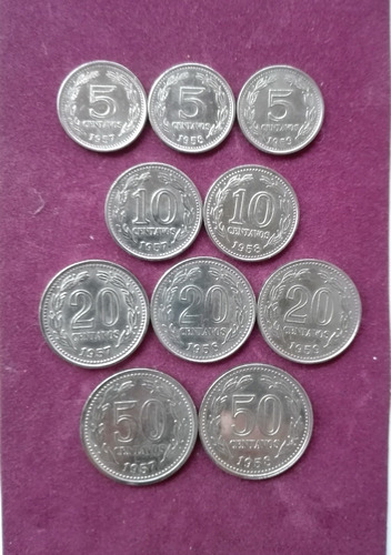 Lote De 10 Monedas Argentinas 5-10-20-50centavos 1957 / 1959