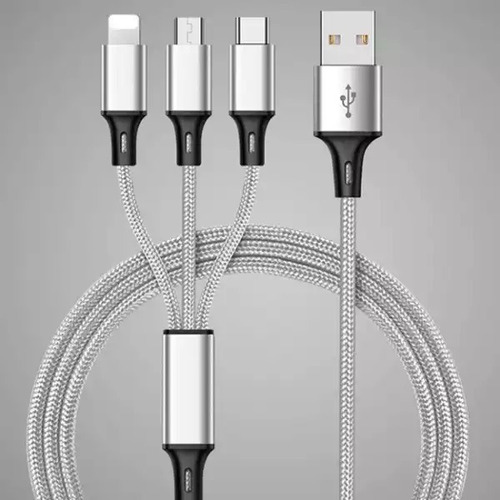 Cable De Carga Rápida Datos 3 En 1  Para iPhone-tipo C Y V8 