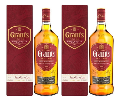 Estuche Whisky Grants Triple Wood X750cc X2 Unidades