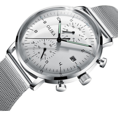 Hombre Slim Chronograph Reloj Luminoso /