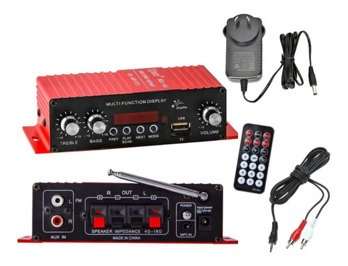 Amplificador 12 Volts Mp3 Bluetooth Radio Fm Usb + Fuente 