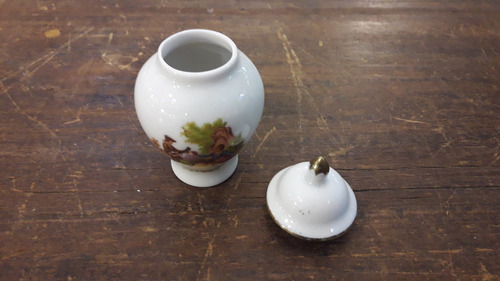 Antiguo Jarron Tibor De Porcelana Chiquito- Escena Romantica (Usado)