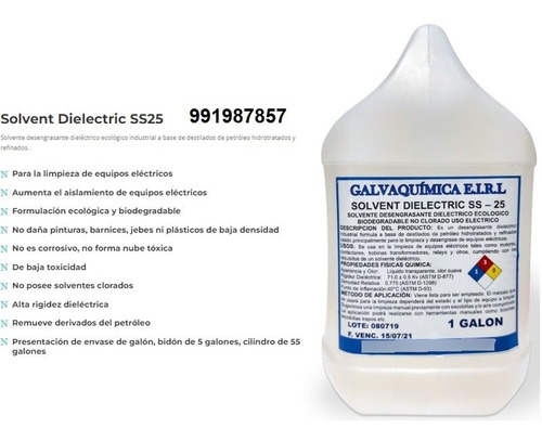 Solvente Dieléctrico Solvent Dielectric Ss25 Con Certificado