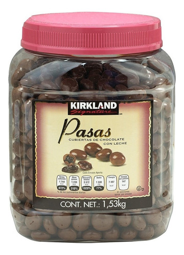 Pasitas Cubiertas De Chocolate Con Leche Kirkland 1.53 Kg