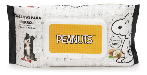 Peanuts - Toallas Húmedas Para Perro Aroma Coco 80pzas