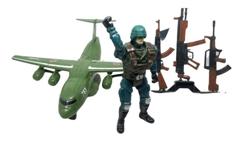 Set Avion De Juguete Con Militar Y Armas